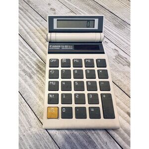 Canon TS-82 Electronic Calculator Vintage Solar Battery Desktop 8 Digit Gray